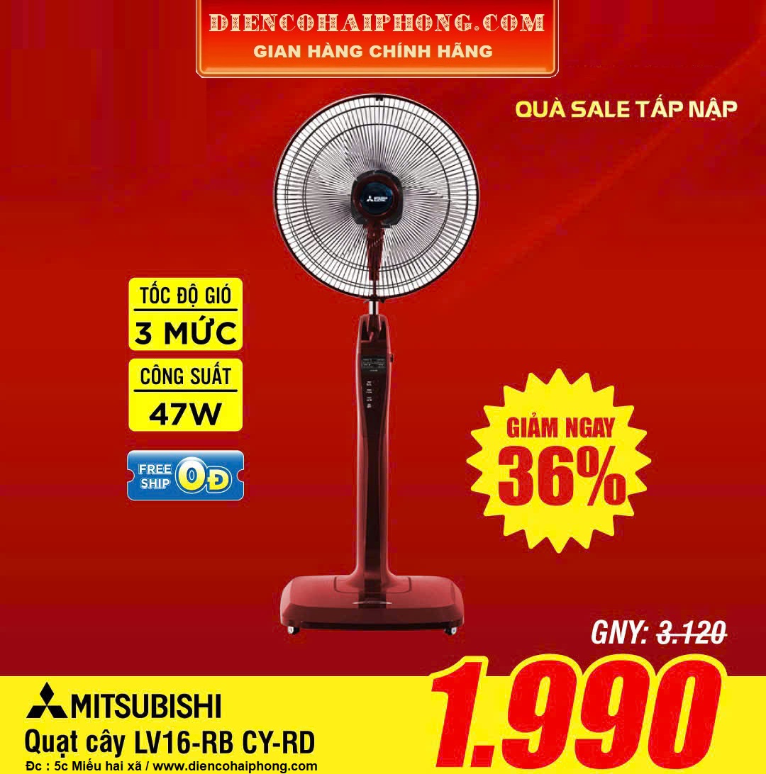 QUẠT CÂY ĐỨNG MITSUBISHI LV16-RB RED