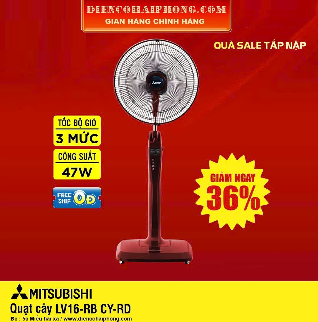 QUẠT CÂY ĐỨNG MITSUBISHI LV16-RB RED