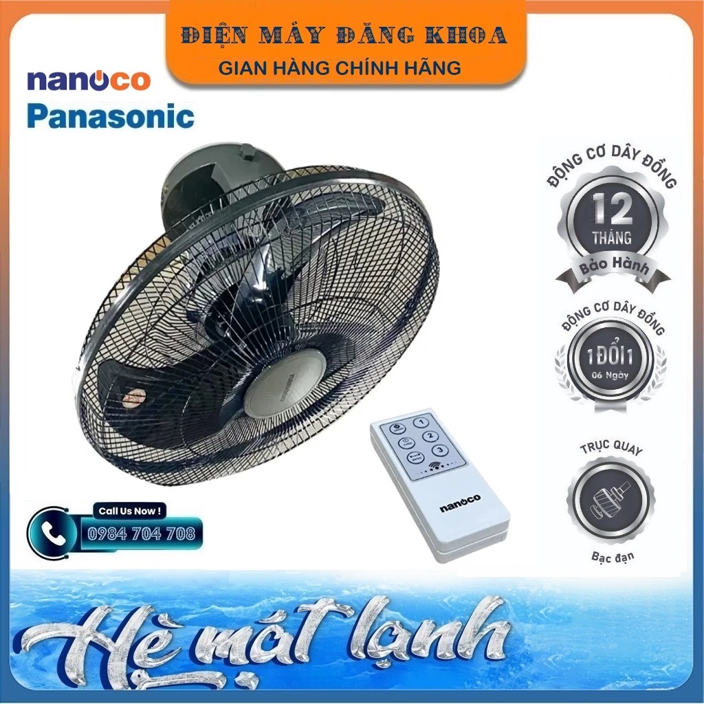 Quạt Đảo Nanoco B5 NOF1852RC-GR 65W Sải cánh 45cm có khiển