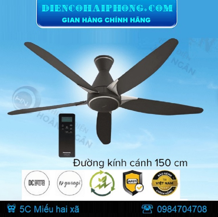 Quạt Trần Panasonic 5 cánh F-60GDS-B màu nâu