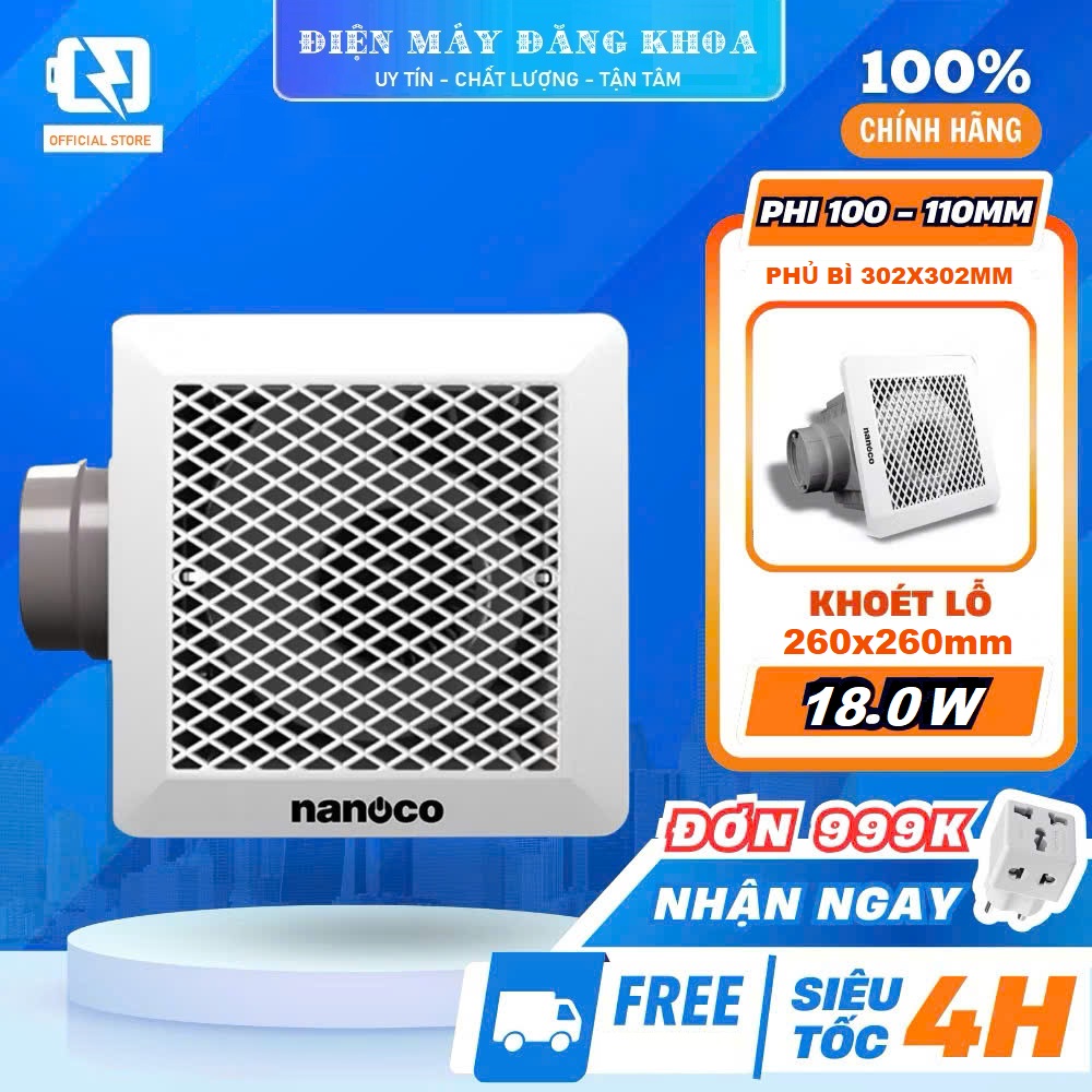 QUẠT HÚT ÂM TRẦN NANOCO NCV2020-C CÓ ỐNG DẪN 302x302mm
