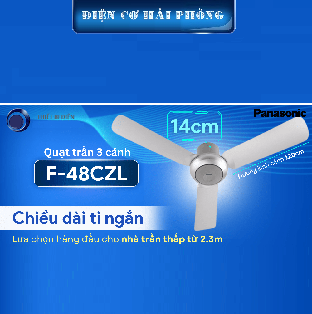 Quạt trần 3 cánh điều khiển Panasonic F-48CZL