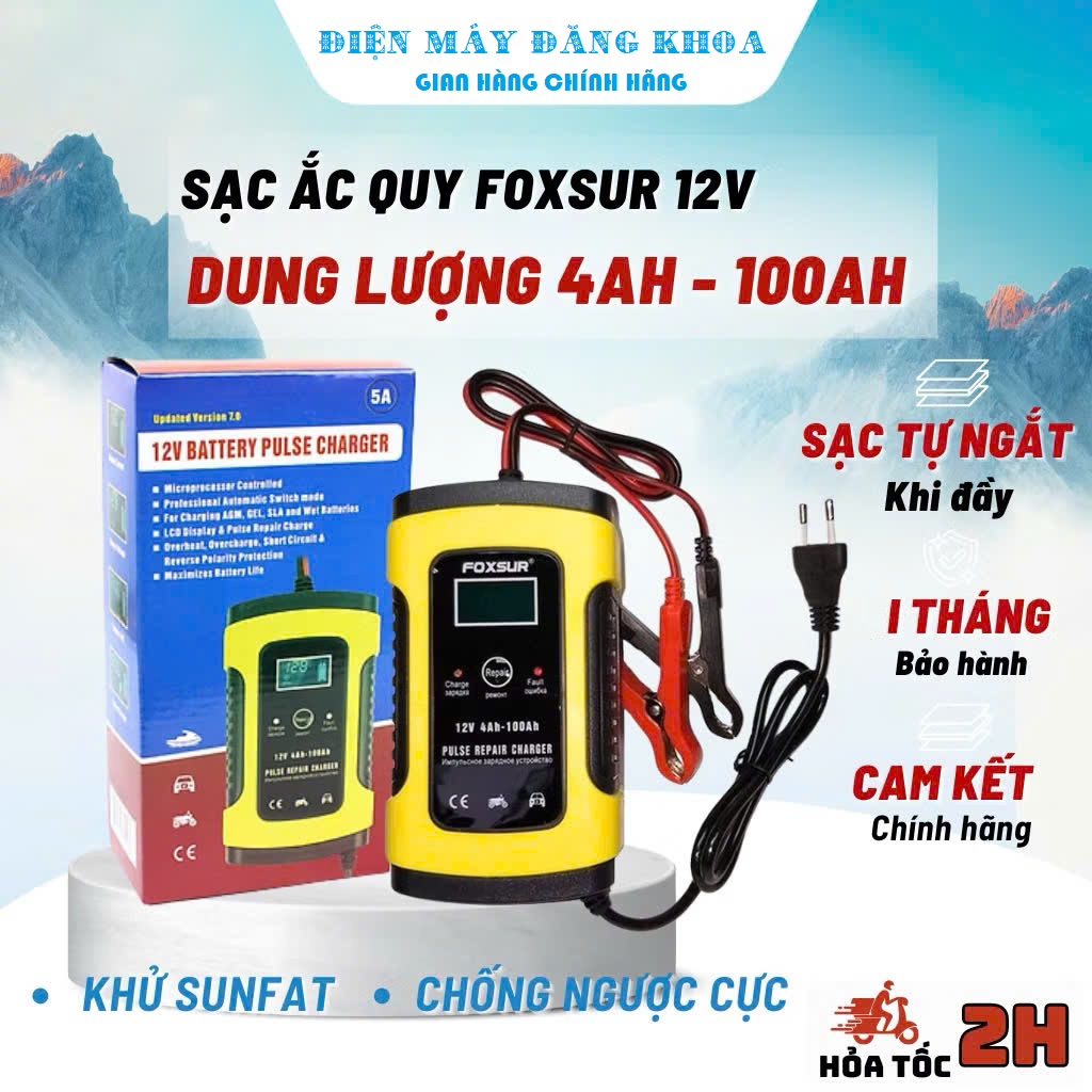 Sạc Ắc Quy Foxsur 12V 6A 120Ah
