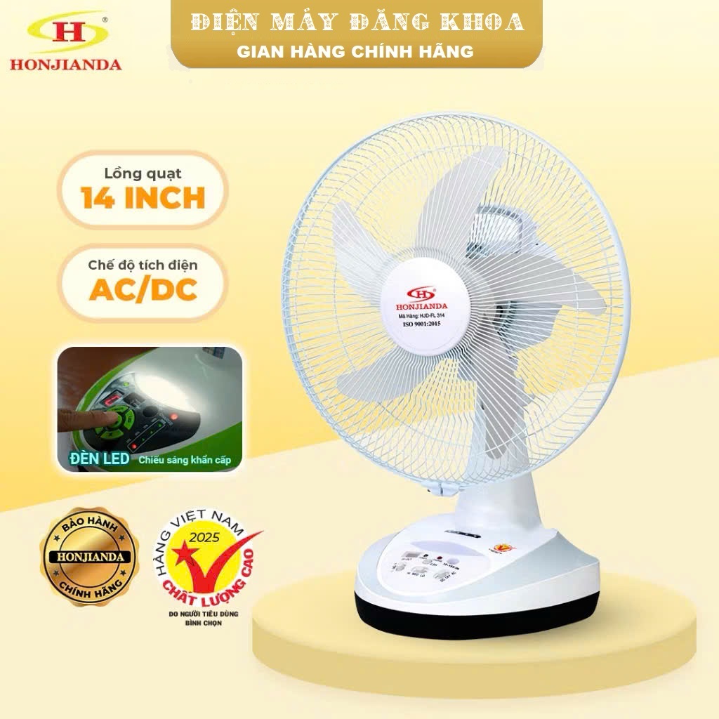 Quạt Sạc Tích Điện Để Bàn AC&DC Honjianda FL314