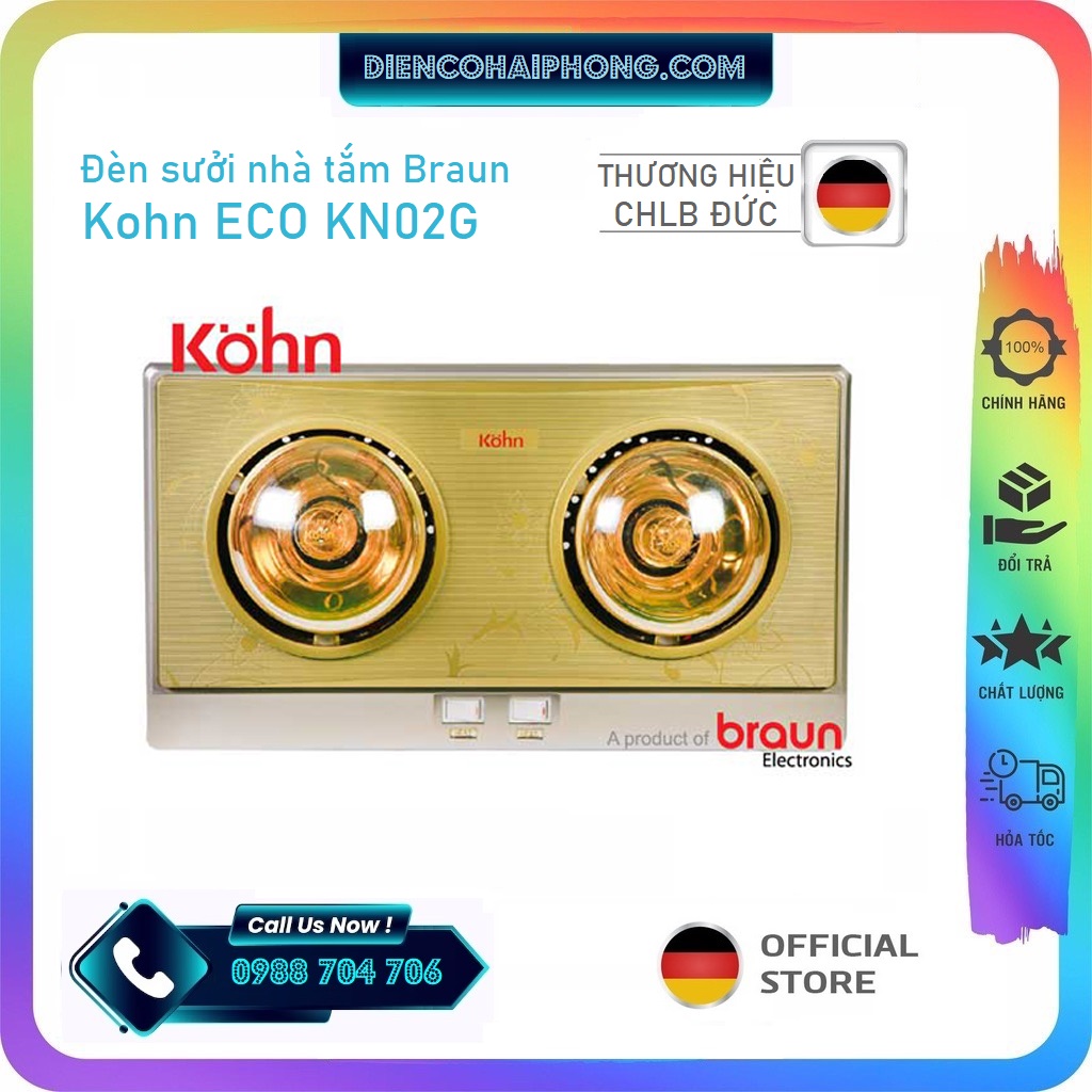 Đèn sưởi nhà tắm Kohn Eco2 bóng Vàng KN02G