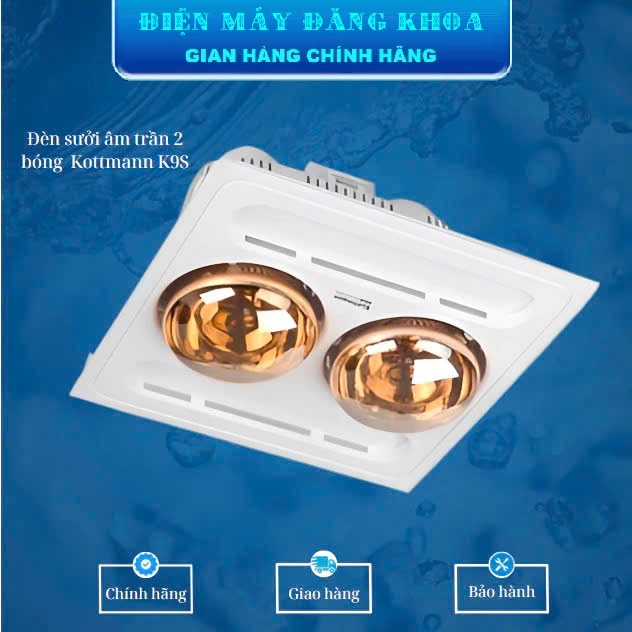 Đèn sưởi nhà tắm Kottmann 2 bóng âm trần K9-S