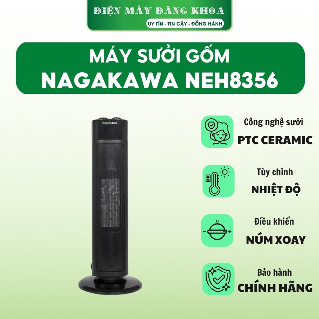 Máy sưởi gốm Nagakawa NEH8356 2000W ấm phòng (20-25m)