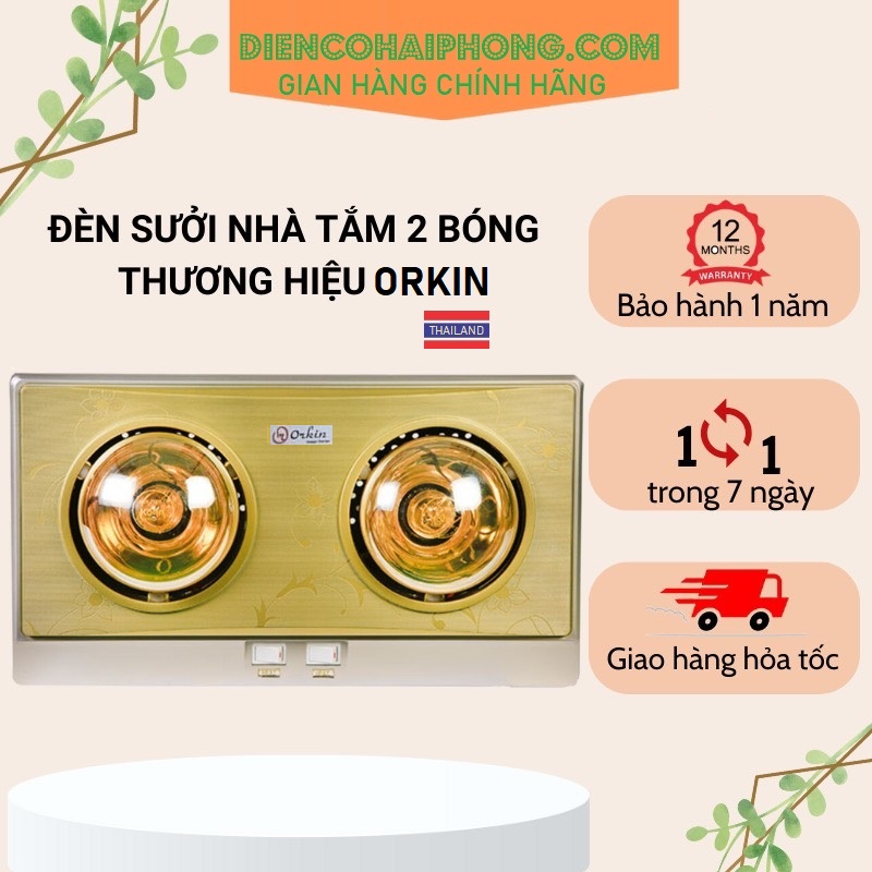 Đèn sưởi nhà tắm Orkin BNG - 2L1 OK