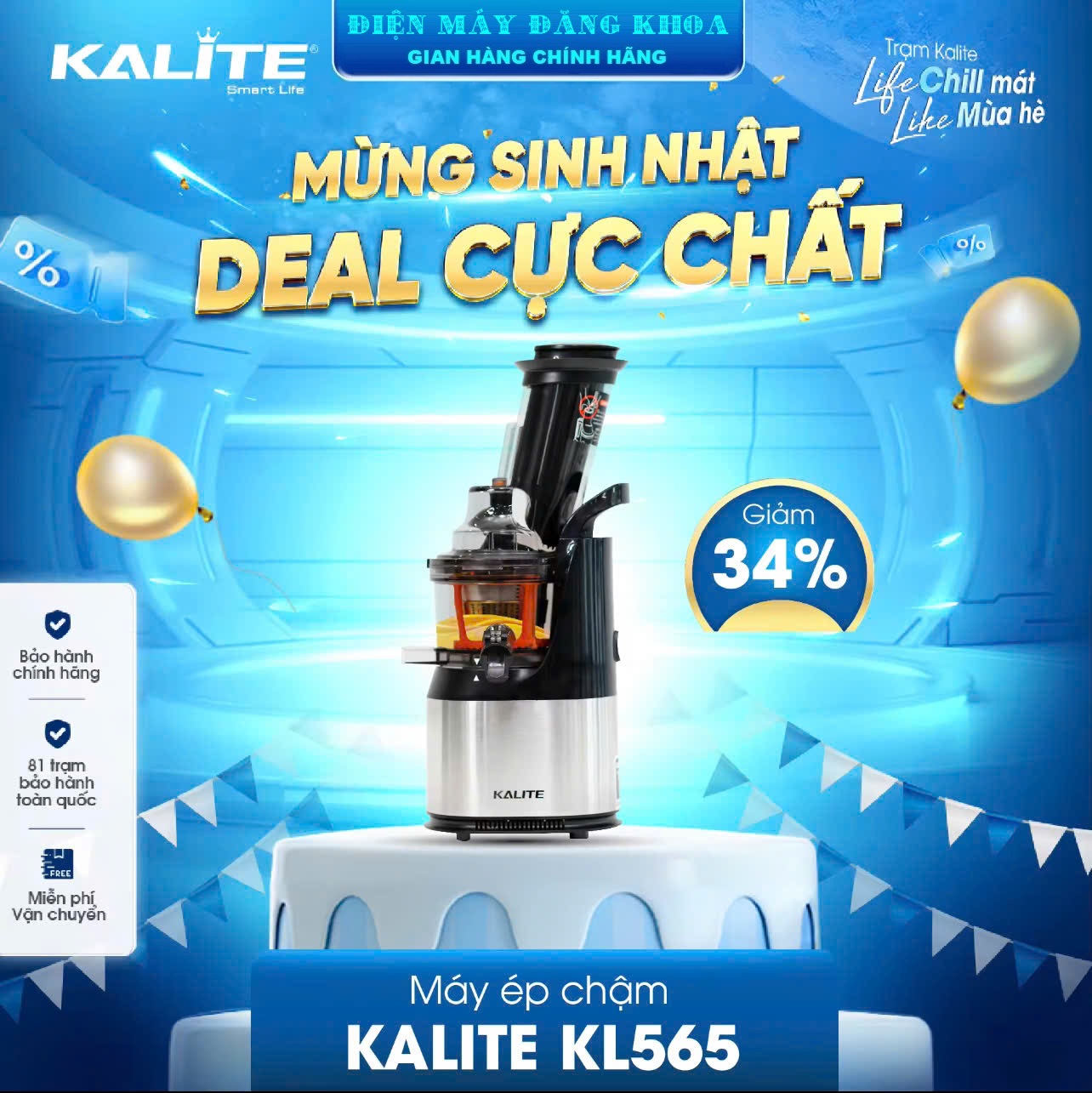 MÁY ÉP CHẬM HOA QUẢ KALITE KL-565
