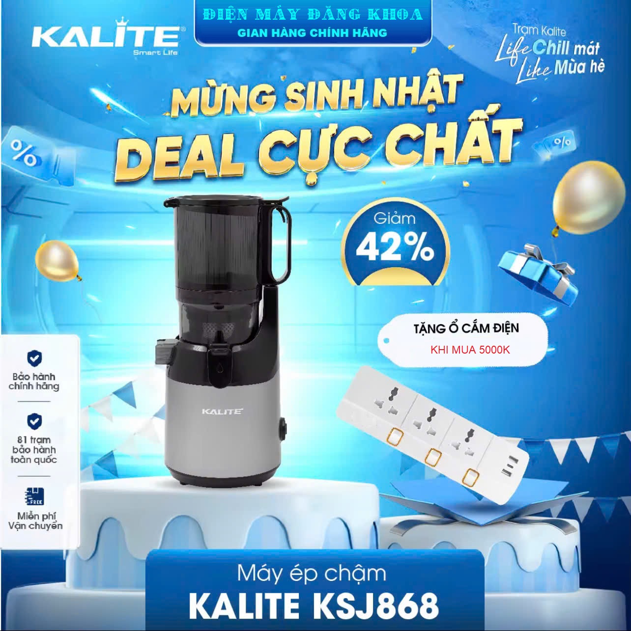 Máy ép chậm Kalite KSJ868 250W