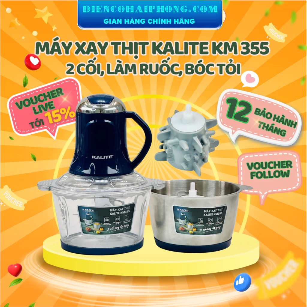 Máy xay 2 cối KALITE KM355 Cối INOX 304 Công Suất 300W