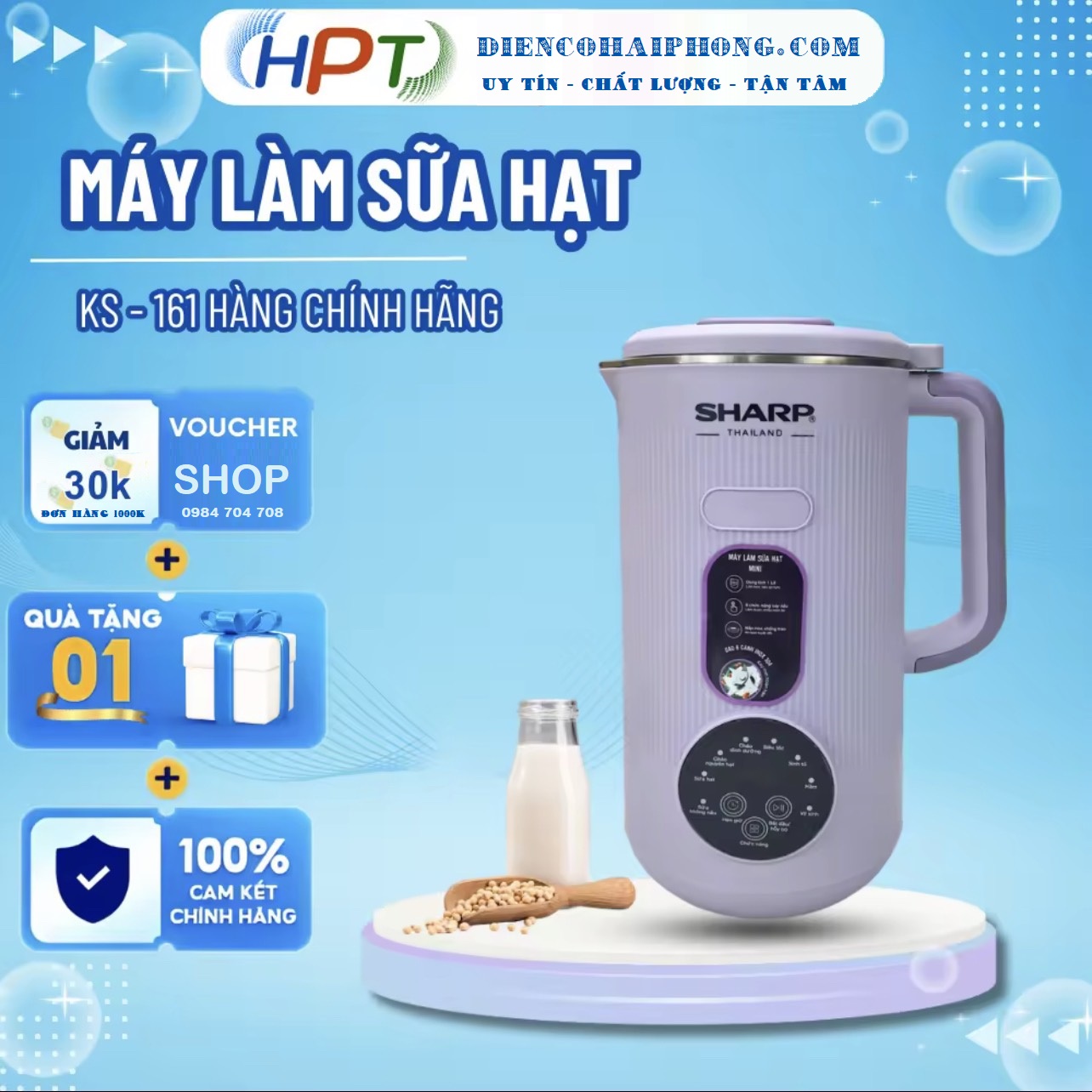 Máy làm sữa hạt mini Sharp KS-162 1L