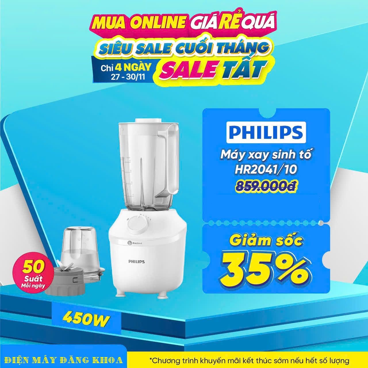 MÁY XAY SINH TỐ PHILIPS HR2041/10 HÀNG CHÍNH HÃNG