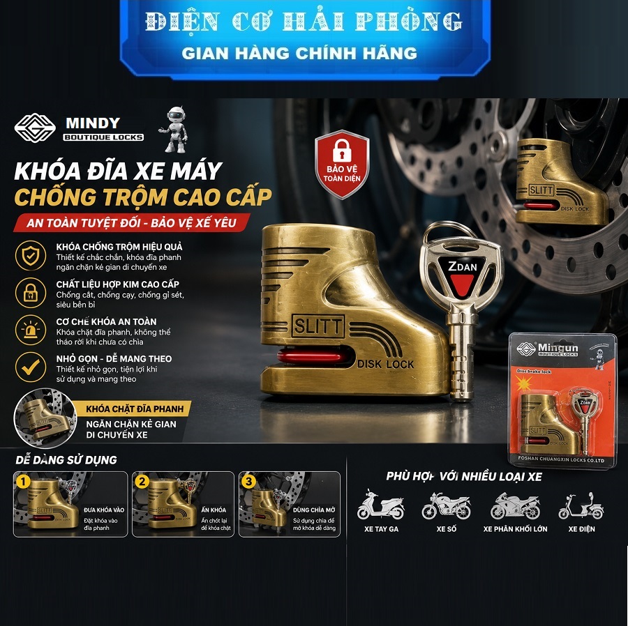 Khóa đĩa xe máy MIndy