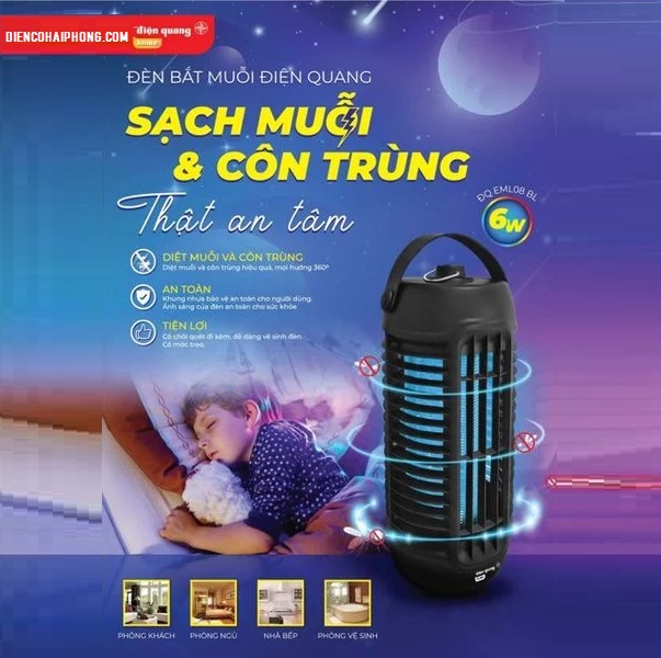 ĐÈN BẮT MUỖI ĐIỆN QUANG ĐQ EML08 BL